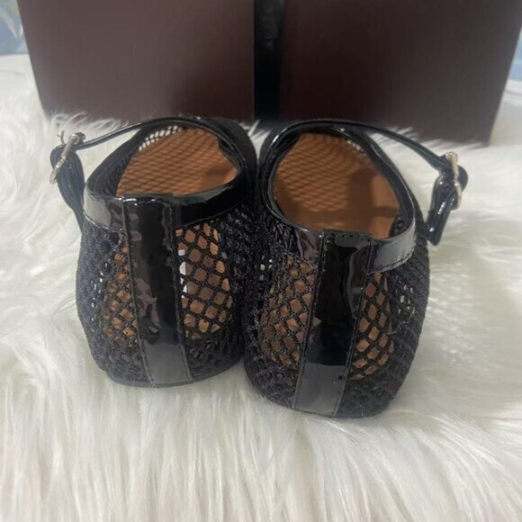 Alaia Black Mesh Flats with Diamond Texture - Picture 3 of 7